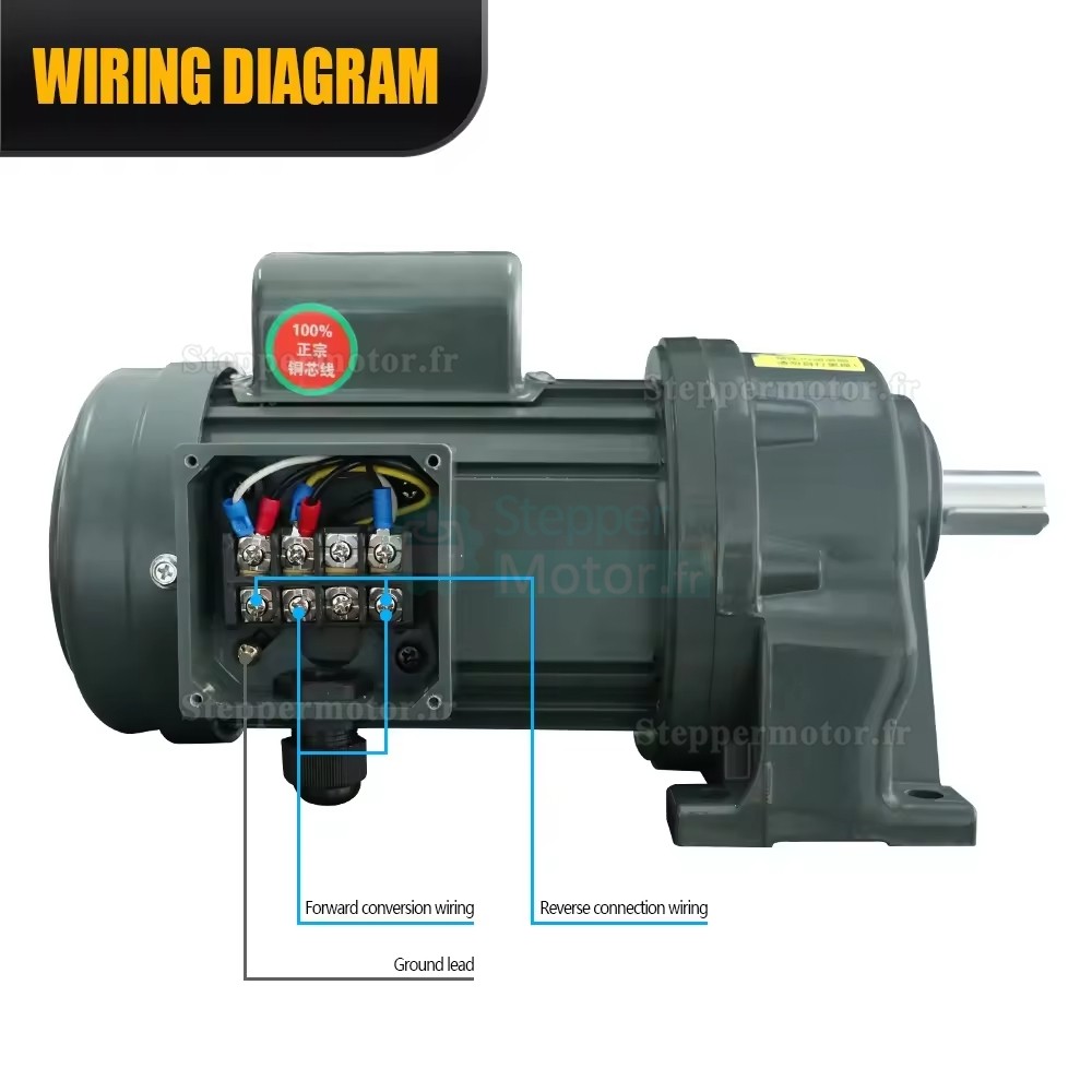 Moteur &agrave; engrenages monophas&eacute; 220 V 400 W GH-22-400W avec r&eacute;ducteur &agrave; denture droite (rapport 5:1 / 30:1 / 100:1)